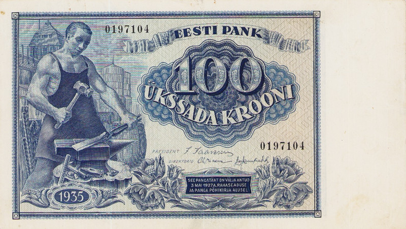 Ausland
Estland 100 Marka 1923, 10 Marka 1922, 1 Kroon 1923, 10 Krooni 1937, 20...