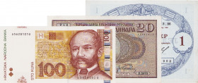 Ausland
Jugoslawien Interessante kleine Sammlung von Geldscheinen aus Jugoslawien, Serbien, Montenegro, Bosnien-Herzegowina, Kroatien und Mazedonien....