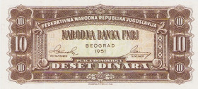 Ausland
Jugoslawien 10 Dinara 1951. WPM 67 I Selten. I