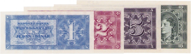 Ausland
Jugoslawien 1, 2, 5 und 10 Dinara 1950. WPM 67 P, Q, R und S 4 Stück. S...