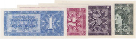 Ausland
Jugoslawien 1, 2, 5 und 10 Dinara 1950. WPM 67 P, Q, R und S 4 Stück. Selten. I