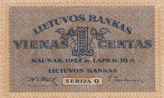Ausland
Litauen 1 Centas 16.11.1922. WPM 7 I