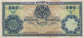 Ausland
Litauen 500 Litu 11.12.1924. WPM 21 a Selten. III-IV