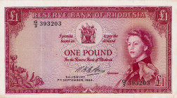 Ausland
Rhodesien 1 Pound 7.9.1964. WPM 25 Sehr selten. III
