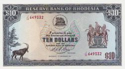 Ausland
Rhodesien 10 Dollars 3.12.1975. WPM 32 i I