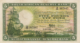 Ausland
Südafrika 5 Pounds 6.4.1946. WPM 95 II