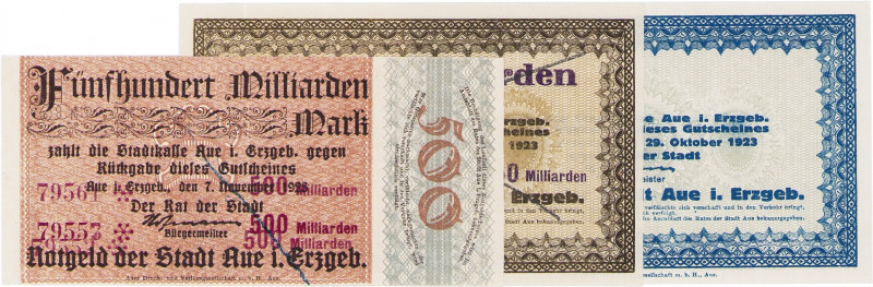 Städte und Gemeinden
Aue (Sa.) Stadt - 50 Milliarden Mark (3x) 29. 10. 1923, da...