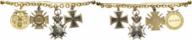 Miniaturen, Miniaturketten und Miniaturspangen
Miniaturkette mit 4 Auszeichnungen Österreich - Medaille 1914-1918. Drittes Reich - Ehrenkreuz des Wel...