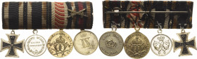 Miniaturen, Miniaturketten und Miniaturspangen
Miniaturspange mit 4 Auszeichnungen Preußen - Eisernes Kreuz 2. Klasse 1914. Kriegsverdienstmedaille. ...