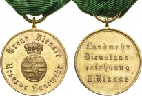 Orden deutscher Länder Sächsische Herzogtümer ab 1826
Landwehr-Dienstauszeichnung II. Klasse Treue Dienste Reserve Landwehr. Bronze vergoldet? 25 mm,...