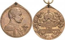 Orden des Deutschen Reiches
Kolonial-Denkmünze für Weiße Verliehen 1912. Bronze. Mit Öse 32,8 mm OEK 3182 Fast vorzüglich