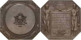 Akademien, Schulen, Universitäten
Berlin Oktogonale Bronzeplakette 1899 (August Vogel) 100-jähriges Bestehen der Königlichen Bauakademie - Königlich ...