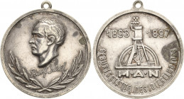 Auto- und Motorradmedaillen und -plaketten
Augsburg Versilberte Bronzemedaille 1897 (unsigniert) MAN (Maschinenfabrik Augsburg-Nürnberg) - Geburtsstä...