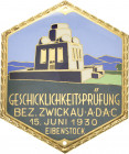 Auto- und Motorradmedaillen und -plaketten
Zwickau Einseitige, vergoldete und emaillierte Bronzeplakette 1930 (G. Brehmer, Markneukirchen) Geschickli...