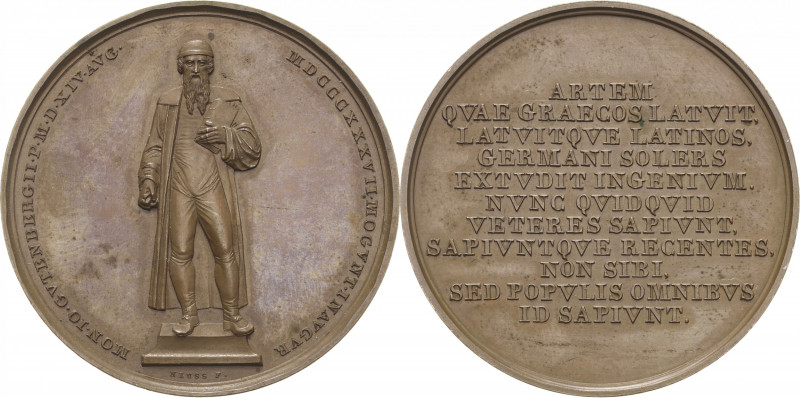 Buchdruck
 Bronzemedaille 1837 (J.J. Neuss) Errichtung des Denkmals für Johanne...