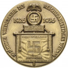 Drittes Reich
 Einseitiges Messingabzeichen 1936. 10 Jahre Reichsparteitag in Weimar. NSDAP-Standarte. 49 mm, 16,03 g. Mit Rückseitennadel Vorzüglich...
