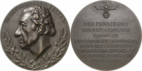 Drittes Reich
 Große Bronzegussmedaille o.J. (unsigniert) "Carl Friedrich Zelter Medaille" des Präsidenten der Reichsmusikkammer für Verdienste um di...