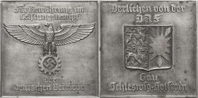 Drittes Reich
 Zinkplakette o.J. (C. Rhein) Für Bewährung im Leistungskampf, verliehen von der Deutschen Arbeiter Front Gau Schleswig-Holstein. Reich...