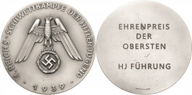 Drittes Reich
 Versilberte Bronzemedaille 1939 (Deschler & Sohn) Ehrenpreis der Obersten HJ-Führung anlässlich der 4. Reichs-Schiwettkämpfe der HJ. R...