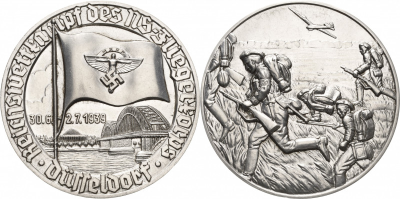 Drittes Reich
 Weißmetallmedaille 1939 (unsigniert) Reichswettkampf des NS-Flie...