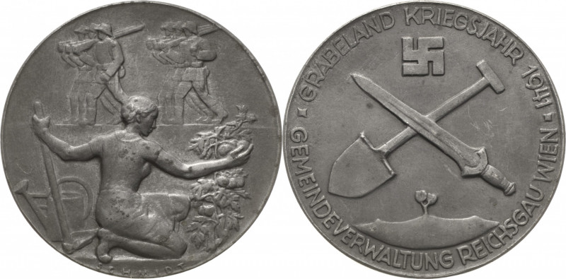 Drittes Reich
 Zinkmedaille 1941 (Schmidt) Grabeland Kriegsjahr 1941 - Gemeinde...