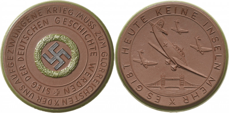 Drittes Reich
 Braune Porzellanmedaille o.J. (1941) (Meißen) Flieger gegen Engl...