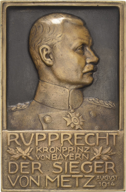 Erster Weltkrieg
 Einseitige Bronzegussplakette 1914 (unsigniert) Rupprecht Kro...