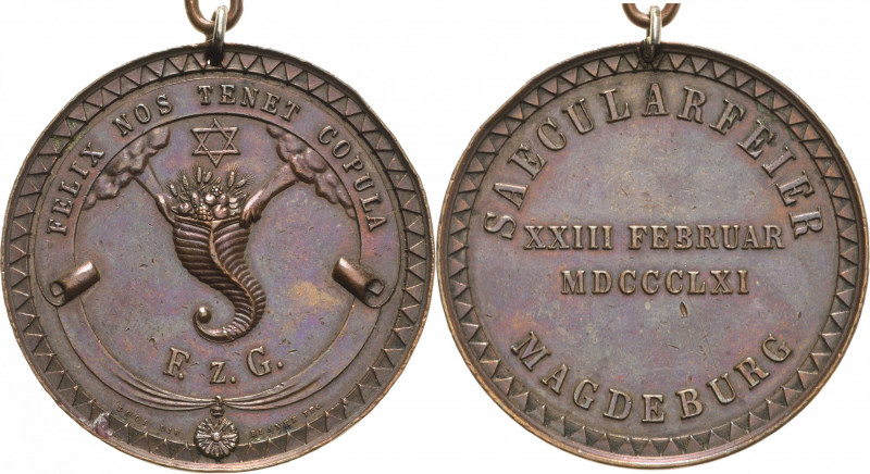 Freimaurer
 Bronzemedaille 1861 (Loos/Blanke) 100-Jahrfeier der Loge Ferdinand ...