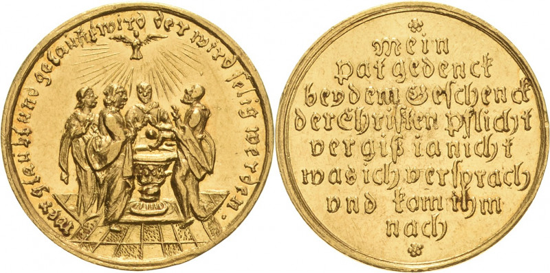 Geschenkmedaillen
 Goldmedaille im Dukatengewicht. o.J (18. Jhd.) Taufe. Taufsz...