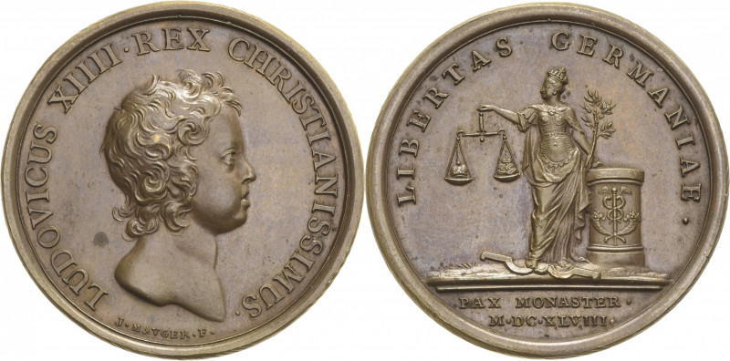 Krieg und Frieden in der Medaillenkunst
 Bronzemedaille 1648 (J. Mauger) Friede...