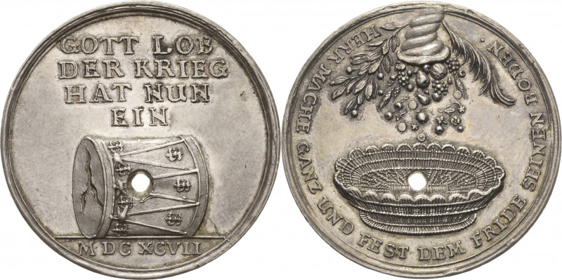 Krieg und Frieden in der Medaillenkunst
 Silbermedaille 1697 (Chr. Wermuth) Fri...