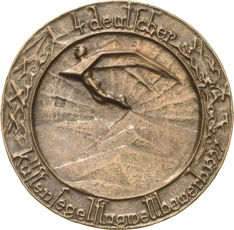 Luft- und Raumfahrt
 Einseitige Bronzegussmedaille 1927 (unsigniert) 4. Deutsch...