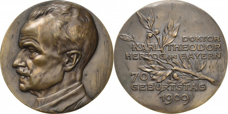 Medailleur Goetz, Karl 1875 - 1950
 Bronzegussmedaille 1909. 70. Geburtstag von...