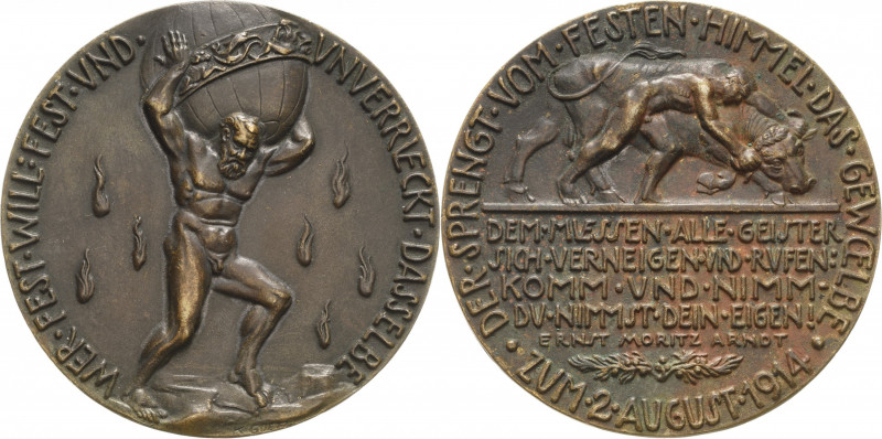 Medailleur Goetz, Karl 1875 - 1950
 Bronzegussmedaille 1914. Mobilmachung der d...