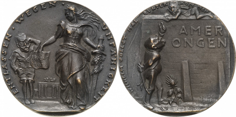 Medailleur Goetz, Karl 1875 - 1950
 Bronzegussmedaille 1918. Auf den Rücktritt ...
