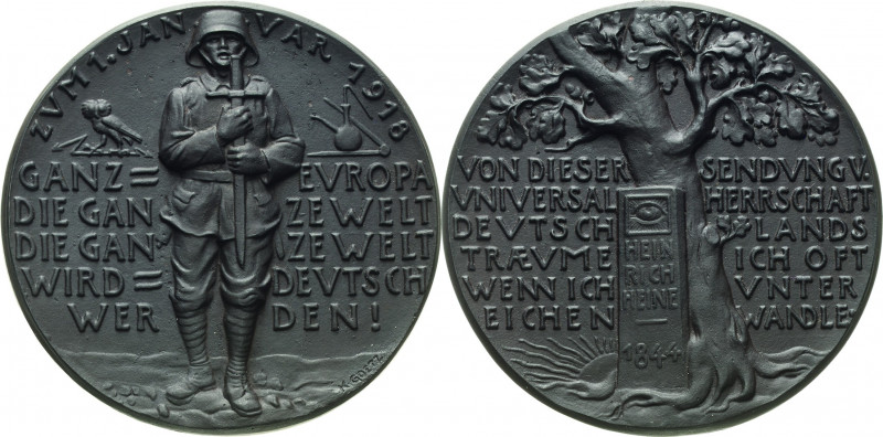 Medailleur Goetz, Karl 1875 - 1950
 Eisengussmedaille 1918. Auf das Neue Jahr. ...