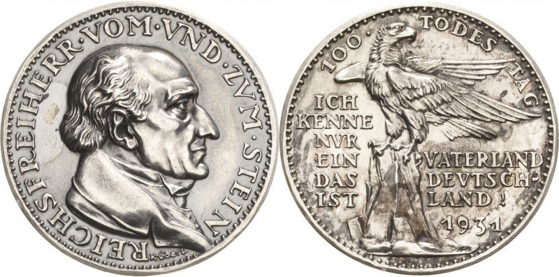 Medailleur Goetz, Karl 1875 - 1950
 Silbermedaille 1931. 100. Todestag des Staa...