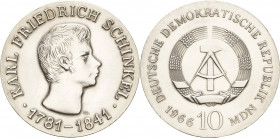 Gedenkmünzen
 10 MDN 1966. Schinkel Jaeger 1517 Fast Stempelglanz/Stempelglanz