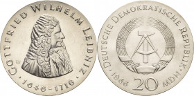 Gedenkmünzen
 20 MDN 1966. Leibniz Jaeger 1518 Fast Stempelglanz