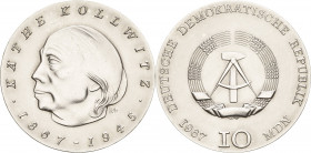 Gedenkmünzen
 10 MDN 1967. Kollwitz Jaeger 1519 Vorzüglich-Stempelglanz