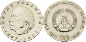 Gedenkmünzen
 10 MDN 1967. Kollwitz Jaeger 1519 Vorzüglich-Stempelglanz