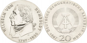 Gedenkmünzen
 20 MDN 1967. Humboldt Jaeger 1520 Vorzüglich-Stempelglanz