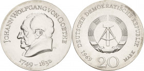 Gedenkmünzen
 20 Mark 1969. Goethe Jaeger 1525 Fast Stempelglanz
