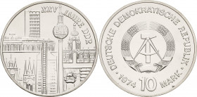 Gedenkmünzen
 10 Mark 1974. Städtemotiv Jaeger 1552 Fast Stempelglanz