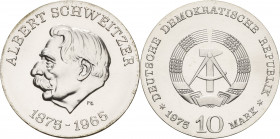 Gedenkmünzen
 10 Mark 1975. Schweitzer Jaeger 1554 Fast Stempelglanz