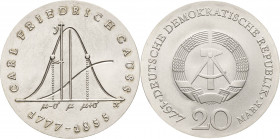 Gedenkmünzen
 20 Mark 1977. Gauss Jaeger 1563 Mattiert, vorzüglich-prägefrisch/prägefrisch