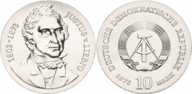 Gedenkmünzen
 10 Mark 1978. Liebig Jaeger 1567 Kl. Kratzer, vorzüglich-Stempelglanz
