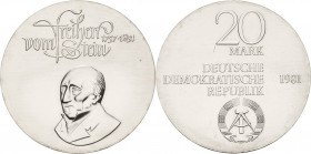 Gedenkmünzen
 20 Mark 1981. Stein Jaeger 1579 Min. Kratzer, vorzüglich-Stempelglanz