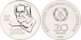 Gedenkmünzen
 20 Mark 1982. Zetkin Jaeger 1587 Fast Stempelglanz