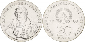Gedenkmünzen
 20 Mark 1983. Luther Jaeger 1591 Stempelglanz
